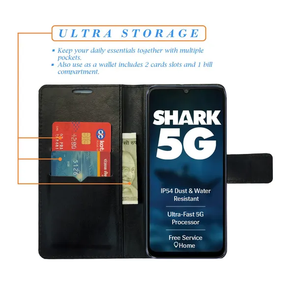 Black_Artificial_Leather_See_Through_Design_Magnetic_Case_For_Lava_Shark_5G