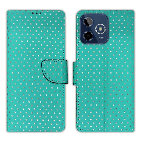 Green_Artificial_Leather_See_Through_Design_Magnetic_Case_For_Lava_Shark_5G