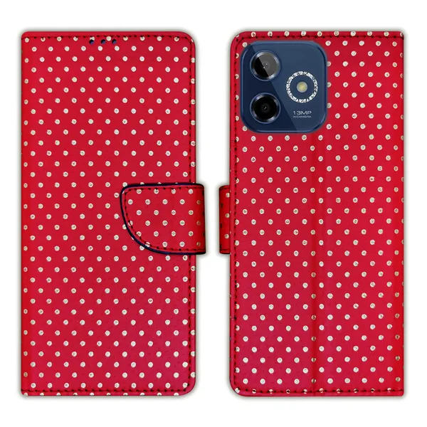 Red_Artificial_Leather_See_Through_Design_Magnetic_Case_For_Lava_Shark_5G