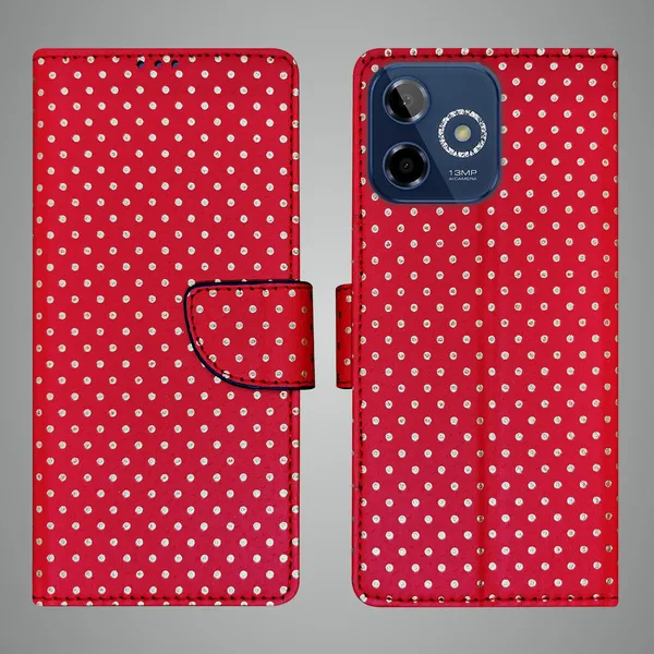 Red_Artificial_Leather_See_Through_Design_Magnetic_Case_For_Lava_Shark_5G