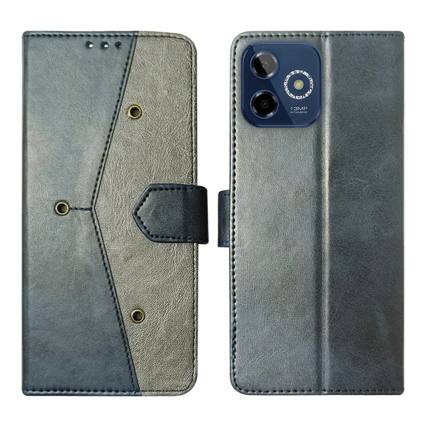 Blue_Artificial_Leather_See_Through_Design_Magnetic_Case_For_Lava_Shark_5G
