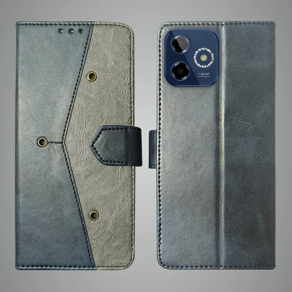Blue_Artificial_Leather_See_Through_Design_Magnetic_Case_For_Lava_Shark_5G