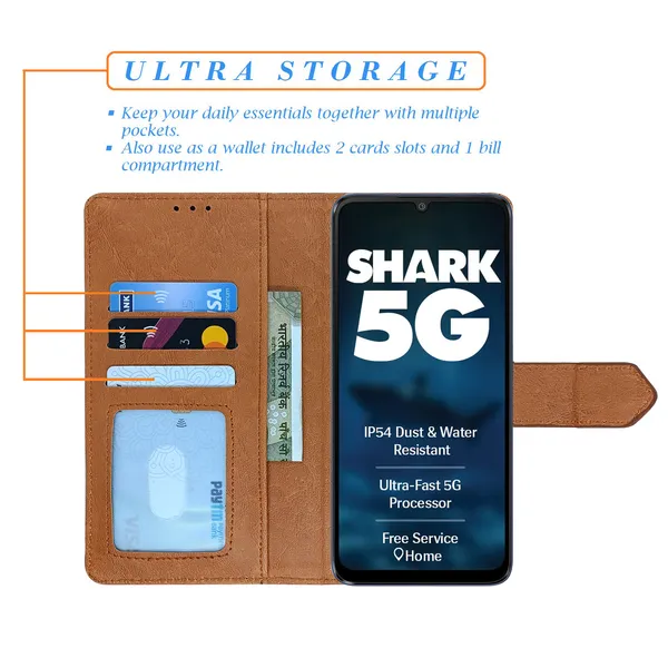 Brown_Artificial_Leather_See_Through_Design_Magnetic_Case_For_Lava_Shark_5G