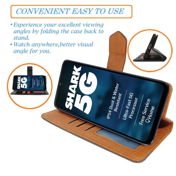 Brown_Artificial_Leather_See_Through_Design_Magnetic_Case_For_Lava_Shark_5G