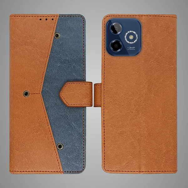 Brown_Artificial_Leather_See_Through_Design_Magnetic_Case_For_Lava_Shark_5G