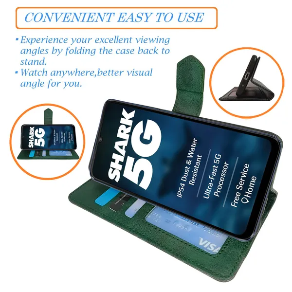 Green_Artificial_Leather_See_Through_Design_Magnetic_Case_For_Lava_Shark_5G