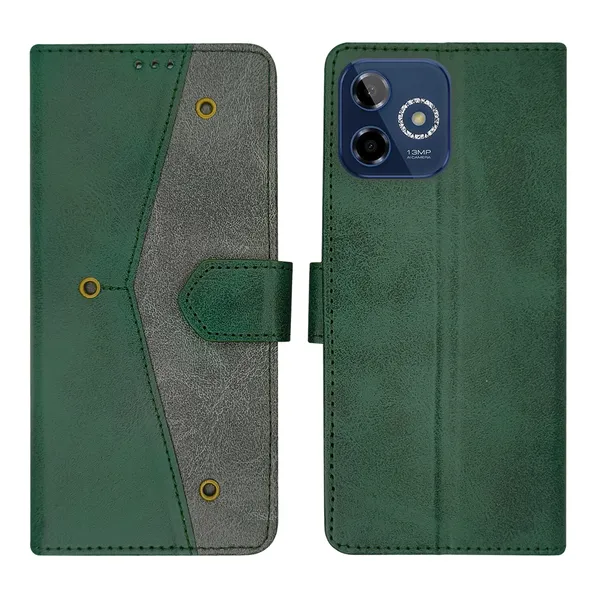 Green_Artificial_Leather_See_Through_Design_Magnetic_Case_For_Lava_Shark_5G