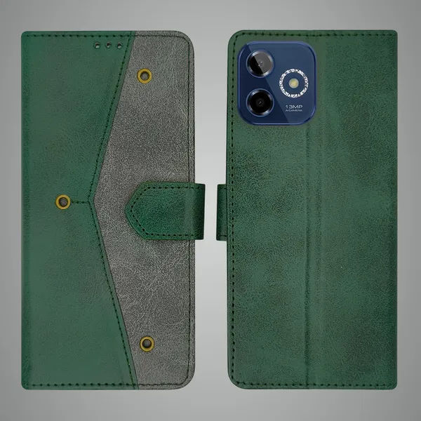 Green_Artificial_Leather_See_Through_Design_Magnetic_Case_For_Lava_Shark_5G