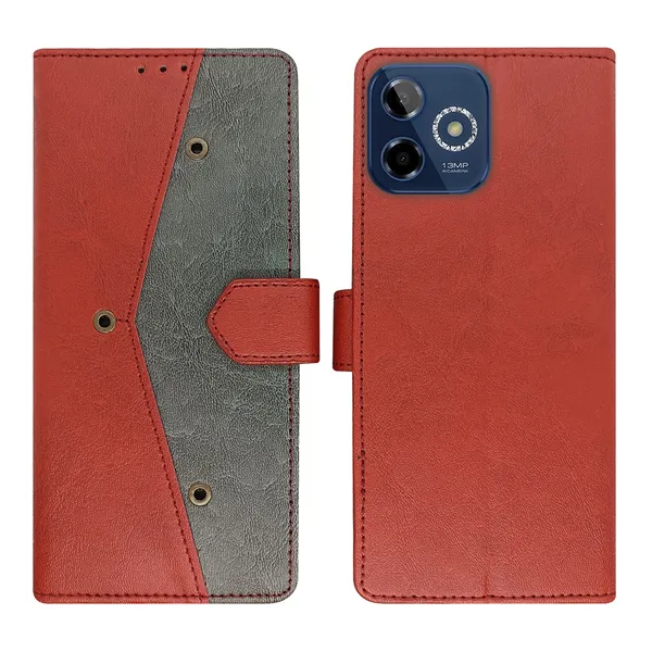 Red_Artificial_Leather_See_Through_Design_Magnetic_Case_For_Lava_Shark_5G