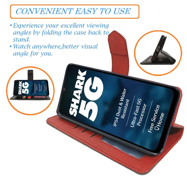 Red_Artificial_Leather_See_Through_Design_Magnetic_Case_For_Lava_Shark_5G