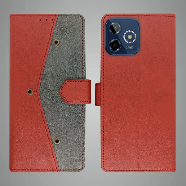 Red_Artificial_Leather_See_Through_Design_Magnetic_Case_For_Lava_Shark_5G