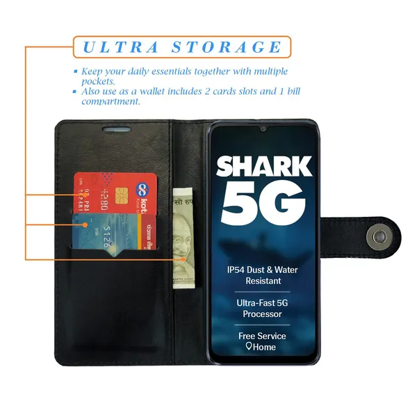 Black_Artificial_Leather_See_Through_Design_Magnetic_Case_For_Lava_Shark_5G
