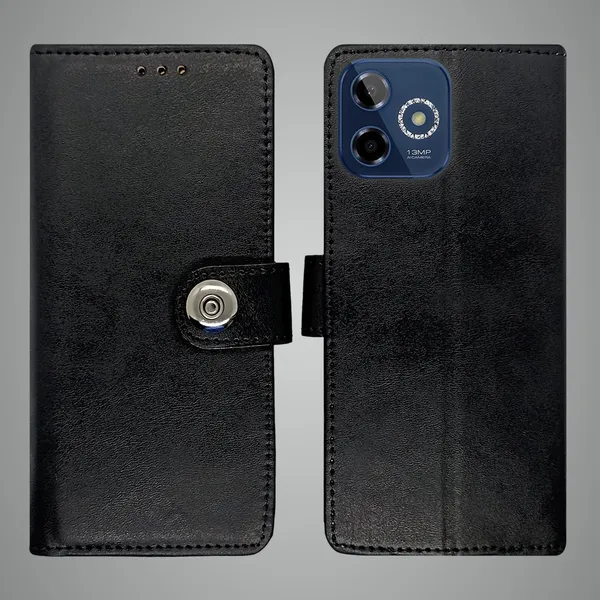 Black_Artificial_Leather_See_Through_Design_Magnetic_Case_For_Lava_Shark_5G