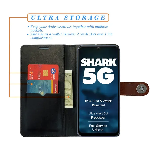 Brown_Artificial_Leather_See_Through_Design_Magnetic_Case_For_Lava_Shark_5G