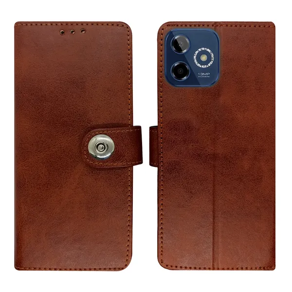 Brown_Artificial_Leather_See_Through_Design_Magnetic_Case_For_Lava_Shark_5G
