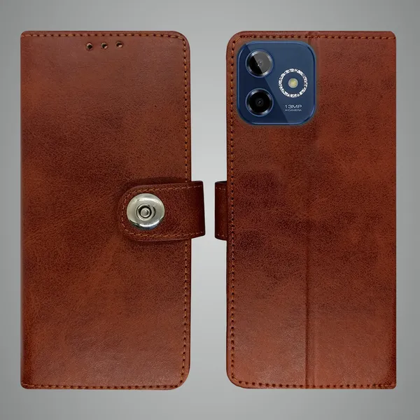 Brown_Artificial_Leather_See_Through_Design_Magnetic_Case_For_Lava_Shark_5G