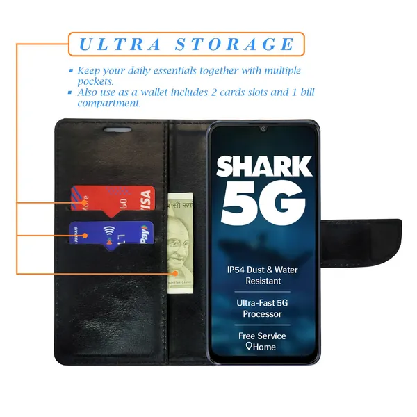 Yellow_Artificial_Leather_See_Through_Design_Magnetic_Case_For_Lava_Shark_5G