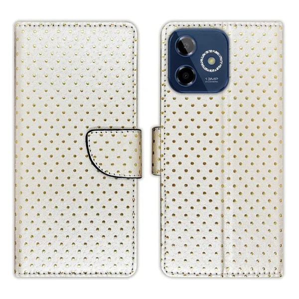 White_Artificial_Leather_See_Through_Design_Magnetic_Case_For_Lava_Shark_5G
