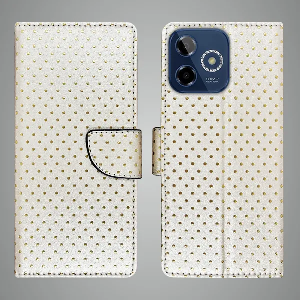 White_Artificial_Leather_See_Through_Design_Magnetic_Case_For_Lava_Shark_5G
