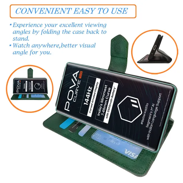 Green_Artificial_Leather_See_Through_Design_Magnetic_Case_For_Tecno_Pova_Curve_5G