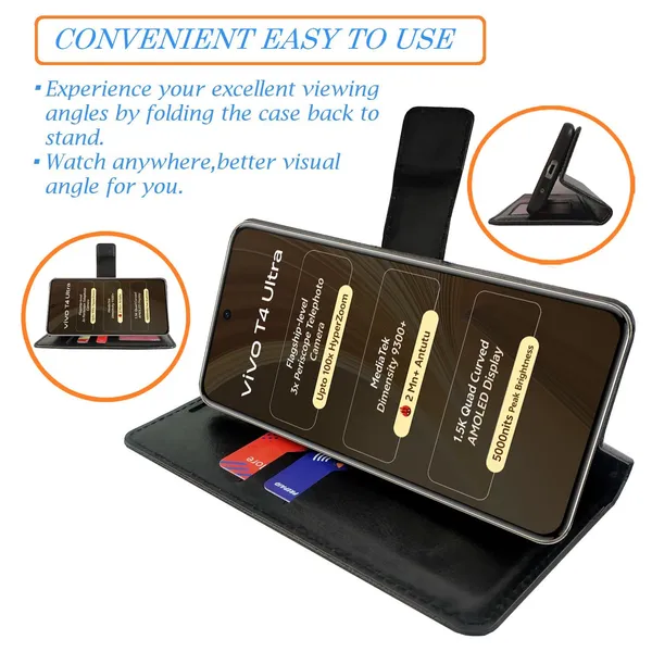 Black_Tower_Flip_Cover_for_Vivo_T4_Ultra_5G|_Leather_Finish|Shock_Proof|Magnetic_Clouser_Compatible_with_Vivo_T4_Ultra_5G_(Black)