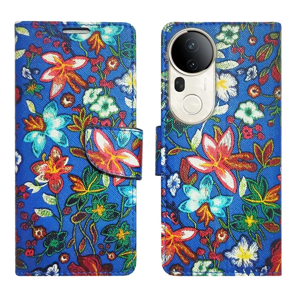 Blue_Pattern_Flip_Cover_for_Vivo_T4_Ultra_5G|_Leather_Finish|Shock_Proof|Magnetic_Clouser_Compatible_with_Vivo_T4_Ultra_5G_(Blue)