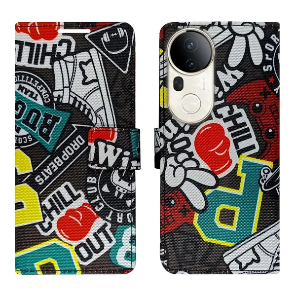 Chill_Black_Flip_Cover_for_Vivo_T4_Ultra_5G|_Leather_Finish|Shock_Proof|Magnetic_Clouser_Compatible_with_Vivo_T4_Ultra_5G_(Black)
