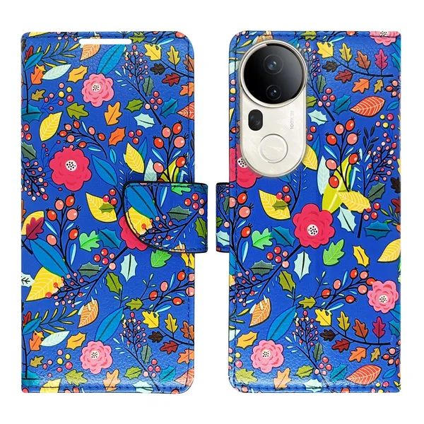 Garden_Blue_Flip_Cover_for_Vivo_T4_Ultra_5G|_Leather_Finish|Shock_Proof|Magnetic_Clouser_Compatible_with_Vivo_T4_Ultra_5G_(Blue)