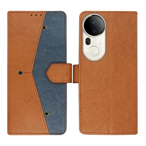 Kite_Brown_Flip_Cover_for_Vivo_T4_Ultra_5G|_Leather_Finish|Shock_Proof|Magnetic_Clouser_Compatible_with_Vivo_T4_Ultra_5G_(Brown)