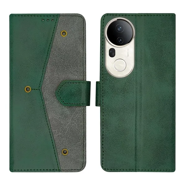 Kite_Green_Flip_Cover_for_Vivo_T4_Ultra_5G|_Leather_Finish|Shock_Proof|Magnetic_Clouser_Compatible_with_Vivo_T4_Ultra_5G_(Green)