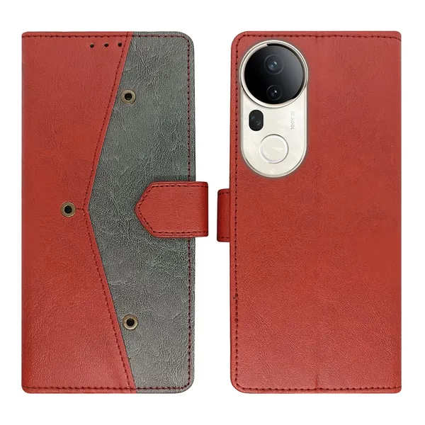 Kite_Red_Flip_Cover_for_Vivo_T4_Ultra_5G|_Leather_Finish|Shock_Proof|Magnetic_Clouser_Compatible_with_Vivo_T4_Ultra_5G_(Red)