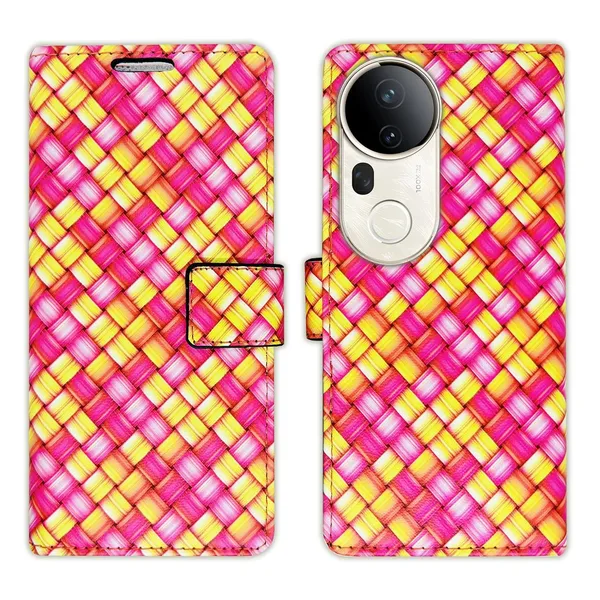 Mat_Pink_Flip_Cover_for_Vivo_T4_Ultra_5G|_Leather_Finish|Shock_Proof|Magnetic_Clouser_Compatible_with_Vivo_T4_Ultra_5G_(Pink)