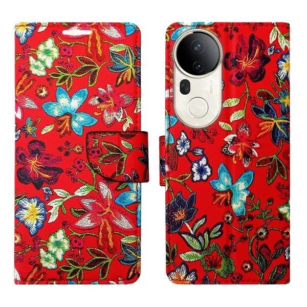 Red_Pattern_Flip_Cover_for_Vivo_T4_Ultra_5G|_Leather_Finish|Shock_Proof|Magnetic_Clouser_Compatible_with_Vivo_T4_Ultra_5G_(Red)