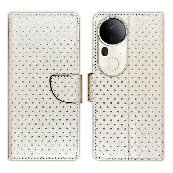 Silver_Dot_Flip_Cover_for_Vivo_T4_Ultra_5G|_Leather_Finish|Shock_Proof|Magnetic_Clouser_Compatible_with_Vivo_T4_Ultra_5G_(White)