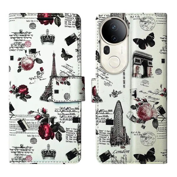 White_Tower_Flip_Cover_for_Vivo_T4_Ultra_5G|_Leather_Finish|Shock_Proof|Magnetic_Clouser_Compatible_with_Vivo_T4_Ultra_5G_(White)