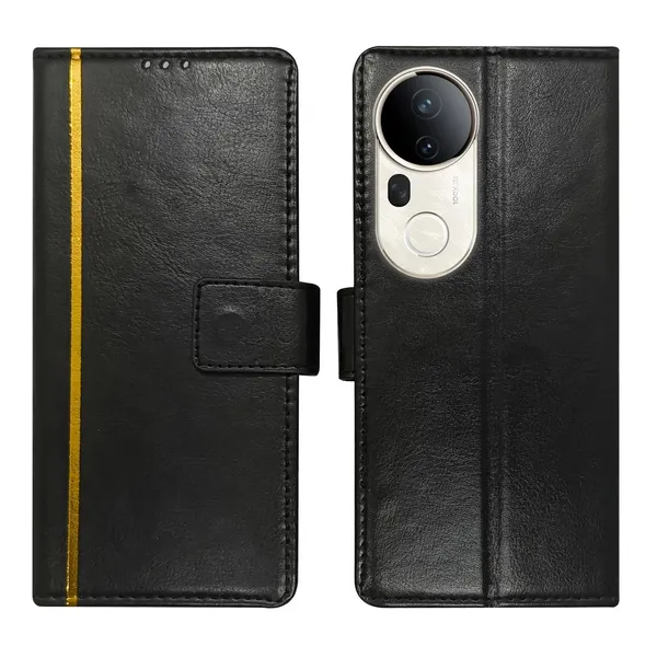 Black_GP_Flip_Cover_for_Vivo_T4_Ultra_5G|_Leather_Finish|Shock_Proof|Magnetic_Clouser_Compatible_with_Vivo_T4_Ultra_5G_(Black)
