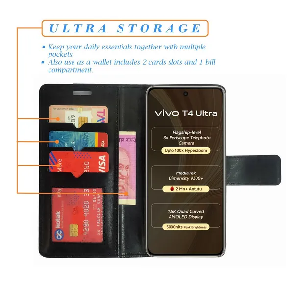 Black_GP_Flip_Cover_for_Vivo_T4_Ultra_5G|_Leather_Finish|Shock_Proof|Magnetic_Clouser_Compatible_with_Vivo_T4_Ultra_5G_(Black)