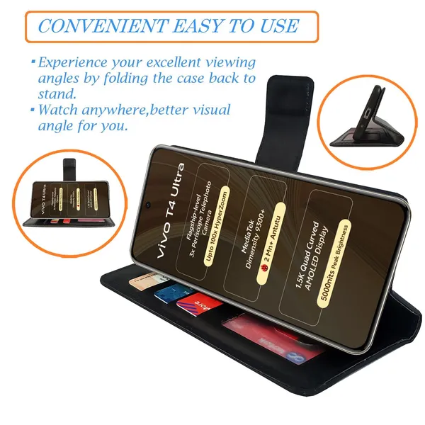 Black_GP_Flip_Cover_for_Vivo_T4_Ultra_5G|_Leather_Finish|Shock_Proof|Magnetic_Clouser_Compatible_with_Vivo_T4_Ultra_5G_(Black)