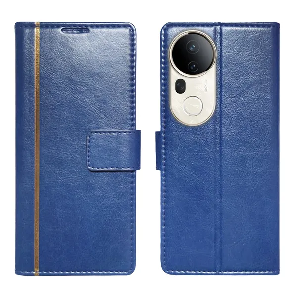 Blue_GP_Flip_Cover_for_Vivo_T4_Ultra_5G|_Leather_Finish|Shock_Proof|Magnetic_Clouser_Compatible_with_Vivo_T4_Ultra_5G_(Blue)