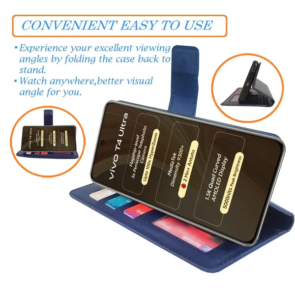 Blue_GP_Flip_Cover_for_Vivo_T4_Ultra_5G|_Leather_Finish|Shock_Proof|Magnetic_Clouser_Compatible_with_Vivo_T4_Ultra_5G_(Blue)