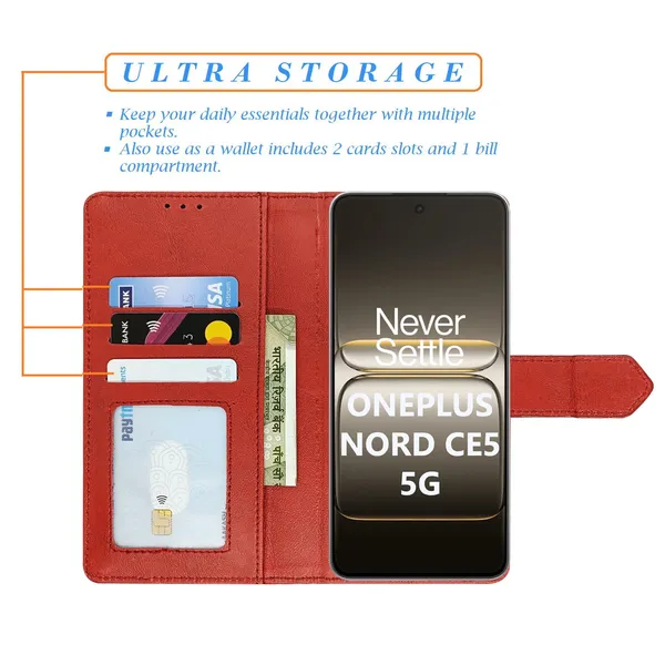 Kite_Red_Flip_Cover_for_Oneplus_Nord_Ce5|_Leather_Finish|Shock_Proof|Magnetic_Clouser_Compatible_with_Oneplus_Nord_Ce5_(Red)