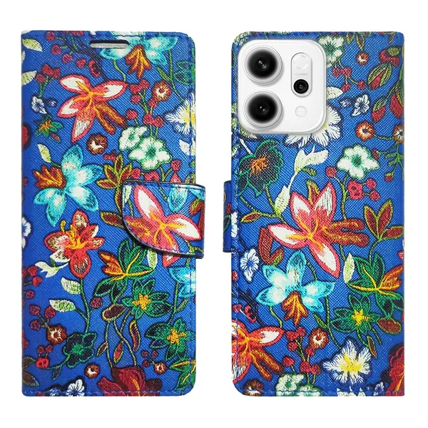 Blue_Pattern_Flip_Cover_for_Oppo_Reno_14_5G|_Leather_Finish|Shock_Proof|Magnetic_Clouser_Compatible_with_Oppo_Reno_14_5G_(Blue)
