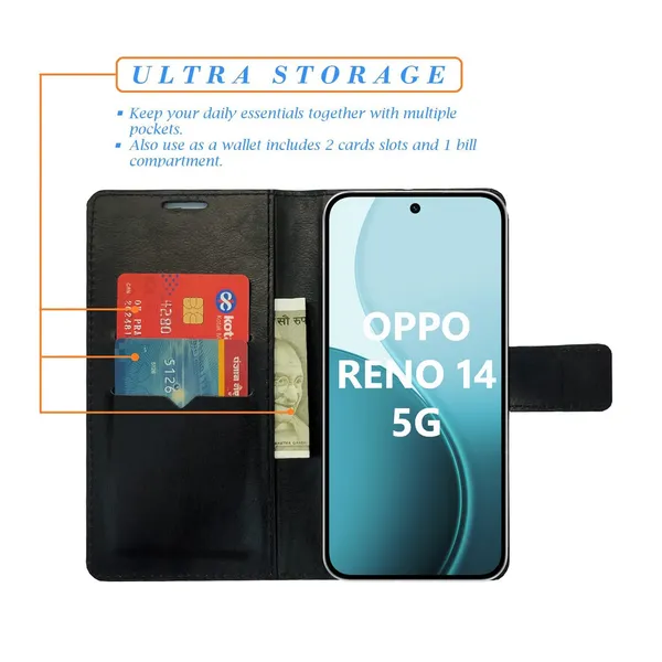 Brown_Tower_Flip_Cover_for_Oppo_Reno_14_5G|_Leather_Finish|Shock_Proof|Magnetic_Clouser_Compatible_with_Oppo_Reno_14_5G_(Brown)
