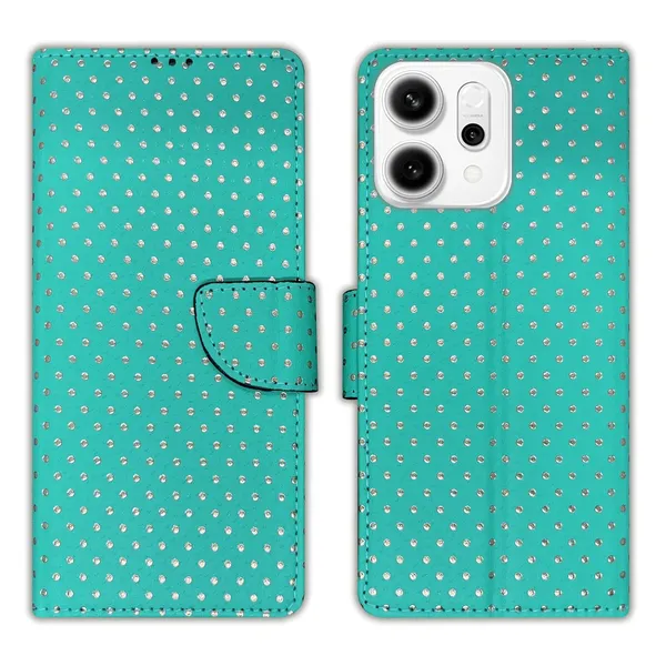 Aqua_Marine_Green_Dot_Flip_Cover_for_Oppo_Reno_14_5G|_Leather_Finish|Shock_Proof|Magnetic_Clouser_Compatible_with_Oppo_Reno_14_5G_(Green)