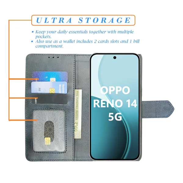 Kite_Blue_Flip_Cover_for_Oppo_Reno_14_5G|_Leather_Finish|Shock_Proof|Magnetic_Clouser_Compatible_with_Oppo_Reno_14_5G_(Blue)