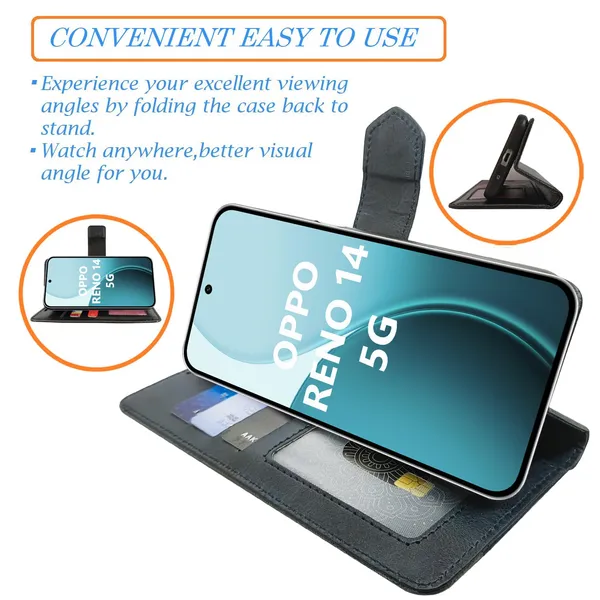 Kite_Blue_Flip_Cover_for_Oppo_Reno_14_5G|_Leather_Finish|Shock_Proof|Magnetic_Clouser_Compatible_with_Oppo_Reno_14_5G_(Blue)