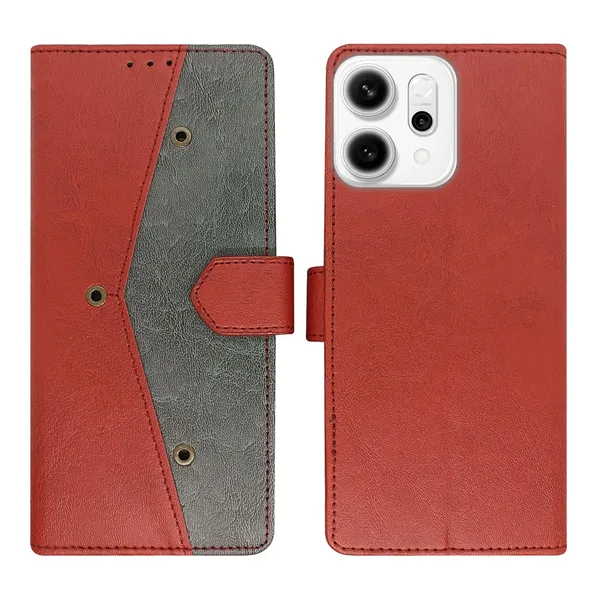 Kite_Red_Flip_Cover_for_Oppo_Reno_14_5G|_Leather_Finish|Shock_Proof|Magnetic_Clouser_Compatible_with_Oppo_Reno_14_5G_(Red)