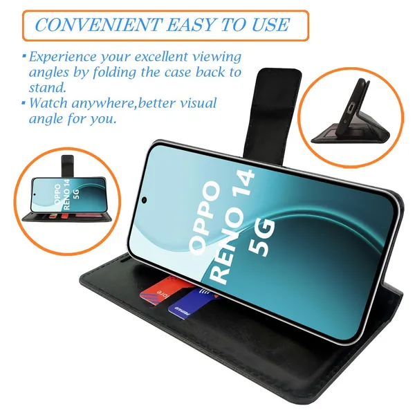 Mat_Pink_Flip_Cover_for_Oppo_Reno_14_5G|_Leather_Finish|Shock_Proof|Magnetic_Clouser_Compatible_with_Oppo_Reno_14_5G_(Pink)