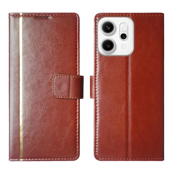 Brown_GP_Flip_Cover_for_Oppo_Reno_14_5G|_Leather_Finish|Shock_Proof|Magnetic_Clouser_Compatible_with_Oppo_Reno_14_5G_(Brown)