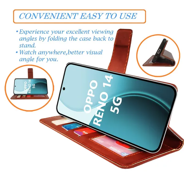 Brown_GP_Flip_Cover_for_Oppo_Reno_14_5G|_Leather_Finish|Shock_Proof|Magnetic_Clouser_Compatible_with_Oppo_Reno_14_5G_(Brown)